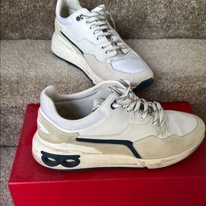 Salvatore Ferragamo White and Tan Sneakers Modern Design